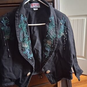 Wanted Black Embroidered Women's Jacket